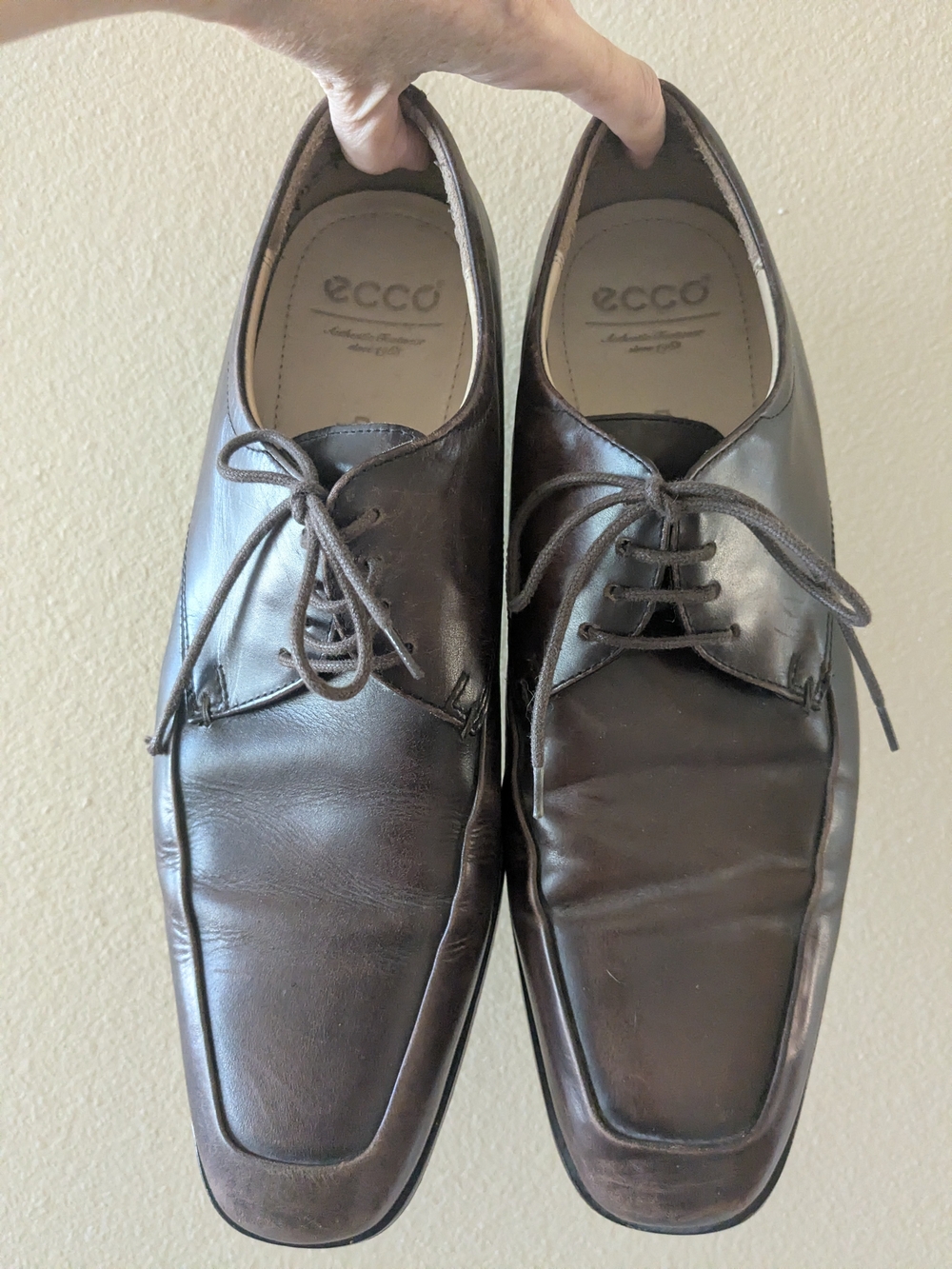 ECCO Men’s Classic Brown Leather Lace-Up Dress Shoes, 44